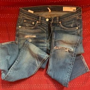 RAG AND BONE skinny distressed jeans.